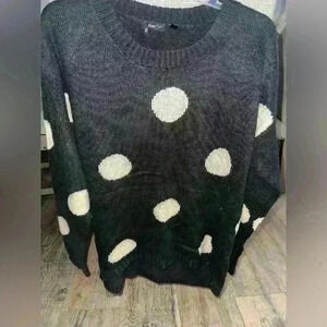 DEX Womens Poka Dot Long Sleeve Crew Neck Knit Pullover Sweater Size M